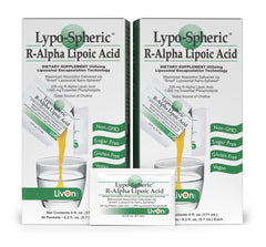 Hero image of LivOn Liposomal R-Alpha Lipoic Acid 226 mg per packet, 30 packets in a 2-pack