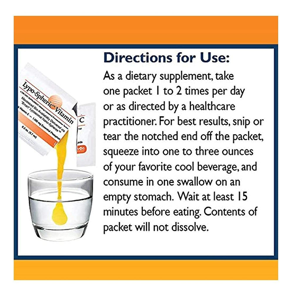 Carton containing 30 packs of LivOn Lypo-Spheric Vitamin C
