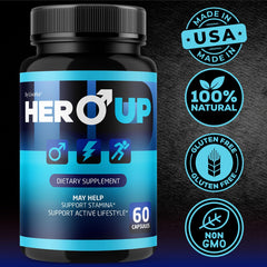 Serving size and dosage details on Hero Up label