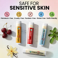 Lizard Lips Cherry balm tube with vibrant scent and moisture.