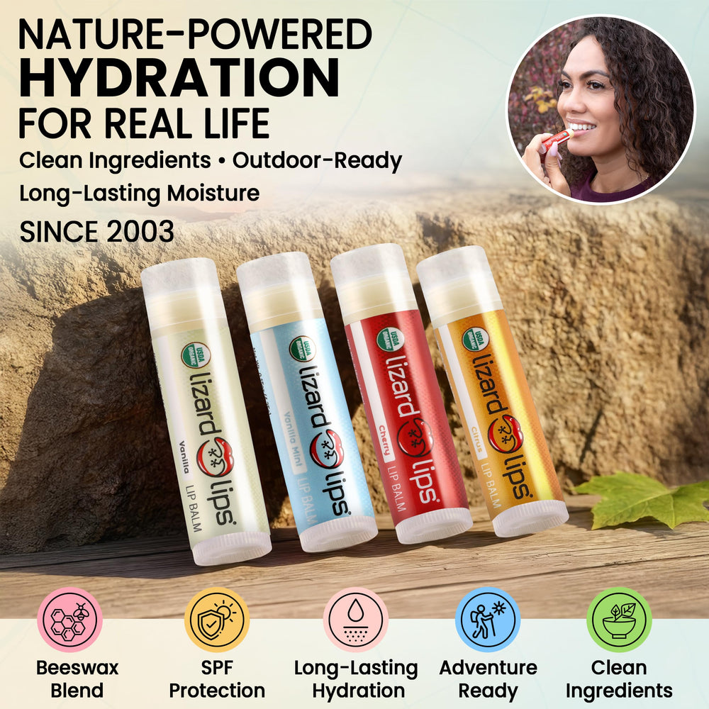 Lizard Lips Four-Flavor Variety Pack image showing versatile lip care options.