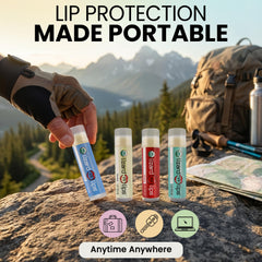 Lizard Lips Raspberry lip balm with fruity scent and hydration.