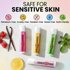 Lizard Lips Variety Pack front view invites versatile lip care for beach, desk, and bag.