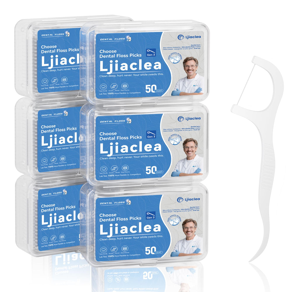 Box packaging of LJIACLEA Floss Picks 300-count
