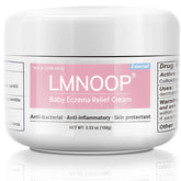 LMNOOP Baby Eczema Relief Cream packaging highlights all-natural formula for gentle protection