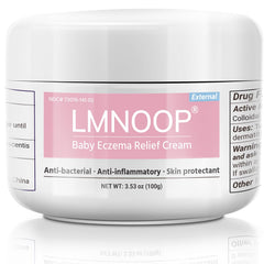 LMNOOP Baby Eczema Relief Cream packaging highlights all-natural formula for gentle protection