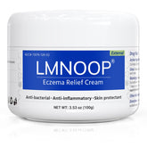LMNOOP eczema cream tube closeup shows a rich, soothing formula for irritated skin.