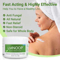 LMNOOP Eczema Therapy Cream closeup highlights menthol hint and soothing texture.