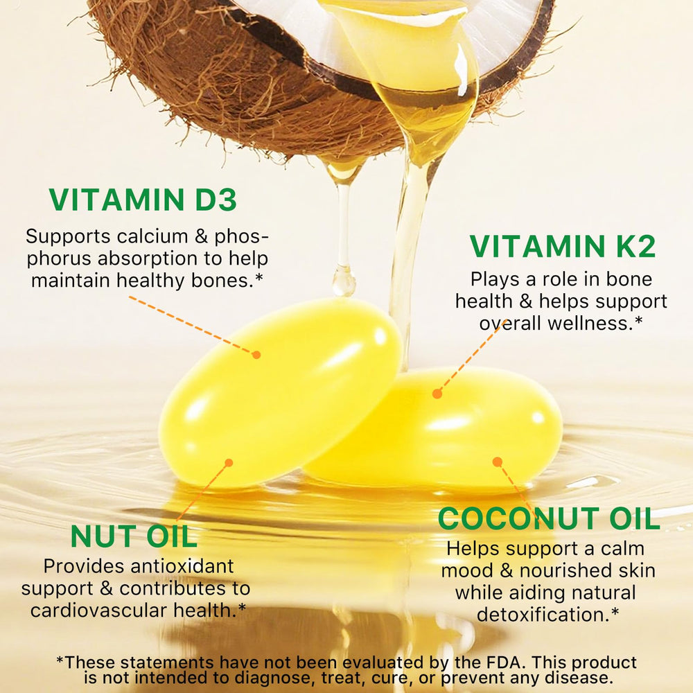 Softgels beside coconut oil for absorption