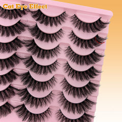 loladook Cat Eye Lashes Faux mink finish with 3D volume.