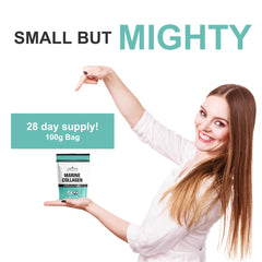 Fine white marine collagen powder texture