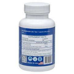 Back view of Longevity by Nature bottle containing 30 capsules