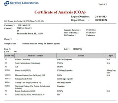Close-up of LongJuvity postbiotic capsules
