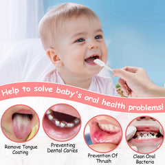 Soft brush head designed for gentle infant mouth cleaning