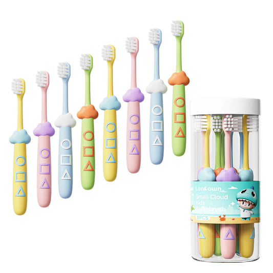 Lonlown 8-pack kids toothbrushes in multicolor packaging