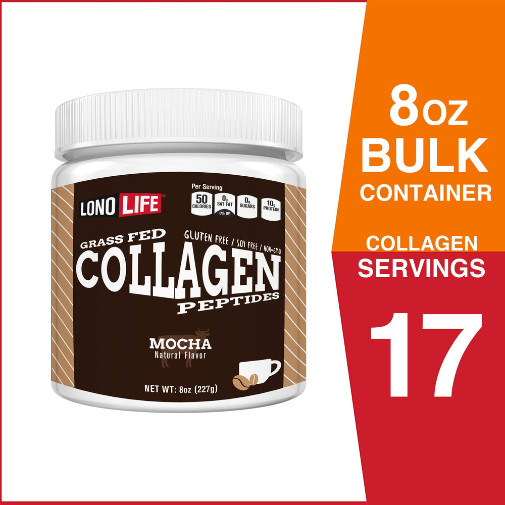 Prepared beverage with Mocha collagen peptides mixed in a glass