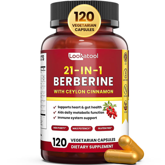 Bottle of Lookatool 21-in-1 Berberine with Ceylon Cinnamon 120 capsules