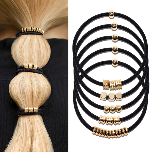 Loqpol gold boho hair ties bracelet pack for versatile styling on the go.
