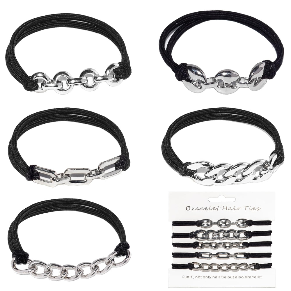 Loqpol gold bracelet hair ties pack showing versatile accessories for secure, stylish hairstyles.