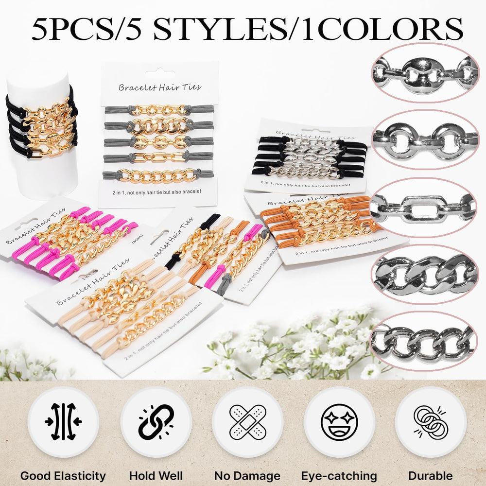 Loqpol metal beads hair ties feature rust-resistant beads for everyday wear.