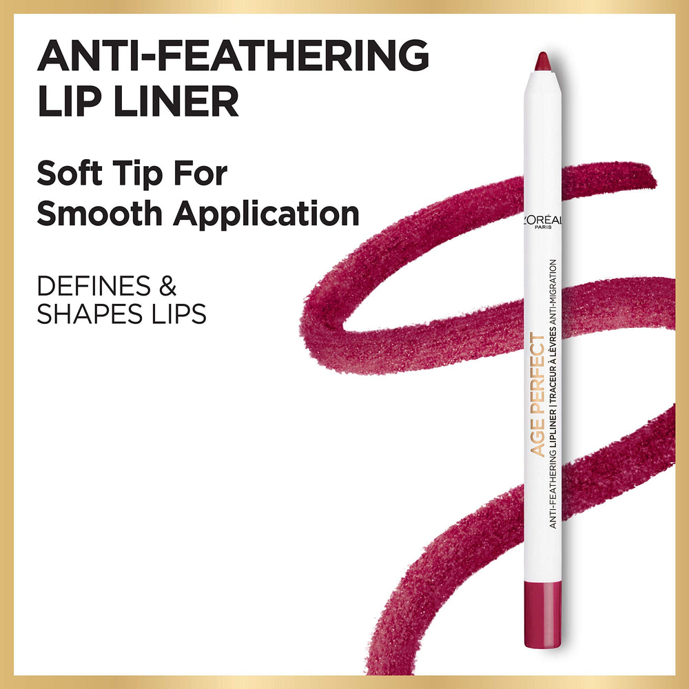 L'Oreal Paris Age Perfect Lip Liner with soft-tip applicator enables precise, tug-free lip definition.