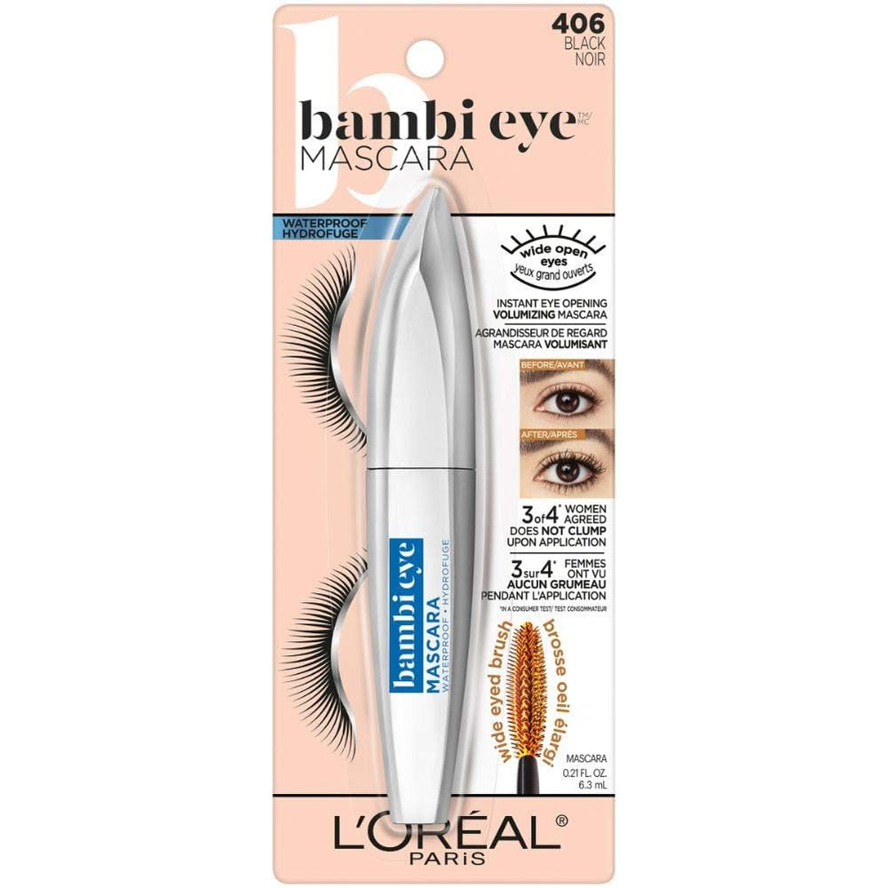 L'Oreal Paris Bambi Eye Mascara on upper lashes for defined doe-eye look