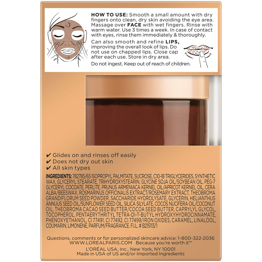 L’Oréal Paris Pure Sugar Scrub – massage visage pour lèvres, soin nourrissant