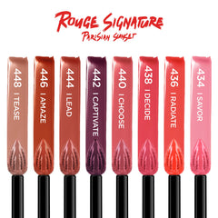 L'Oreal Paris Rouge Signature coral shade creates warm daytime glow