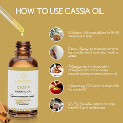 Product label of LOTUSJOY Cassia Cinnamon Bark Essential Oil