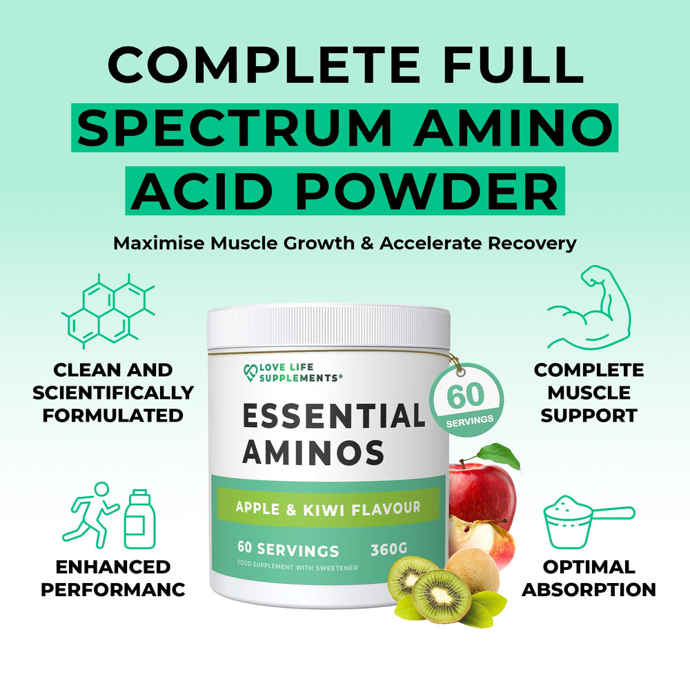 Love Life Supplements powder texture close-up highlighting fine free-form amino blend