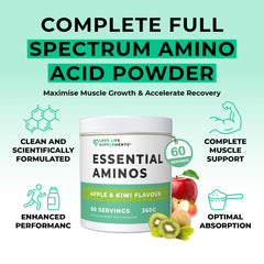 Love Life Supplements powder texture close-up highlighting fine free-form amino blend