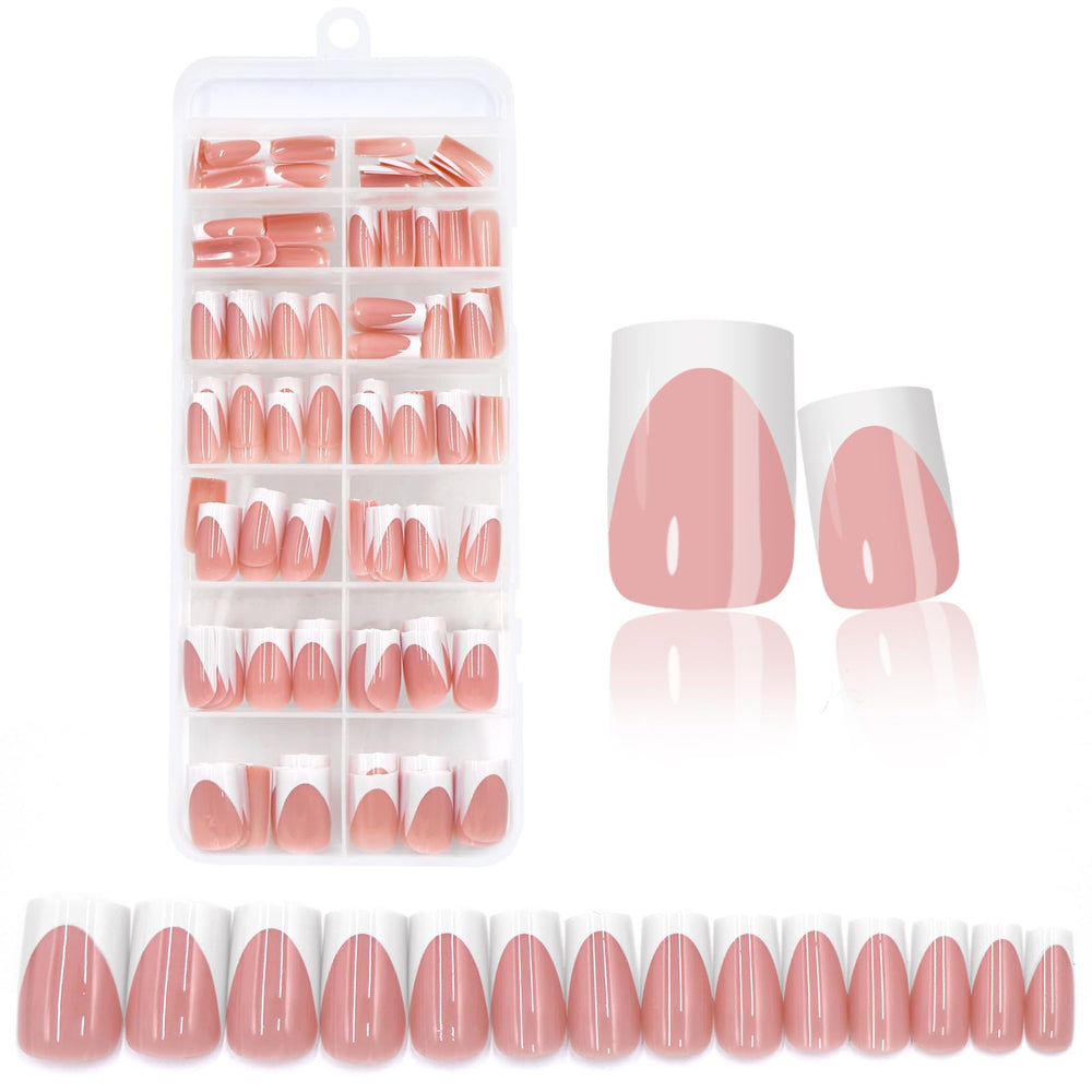 LoveOurHome 280pc French tips press-on nails with glue tabs on a square tip for quick, secure manicures