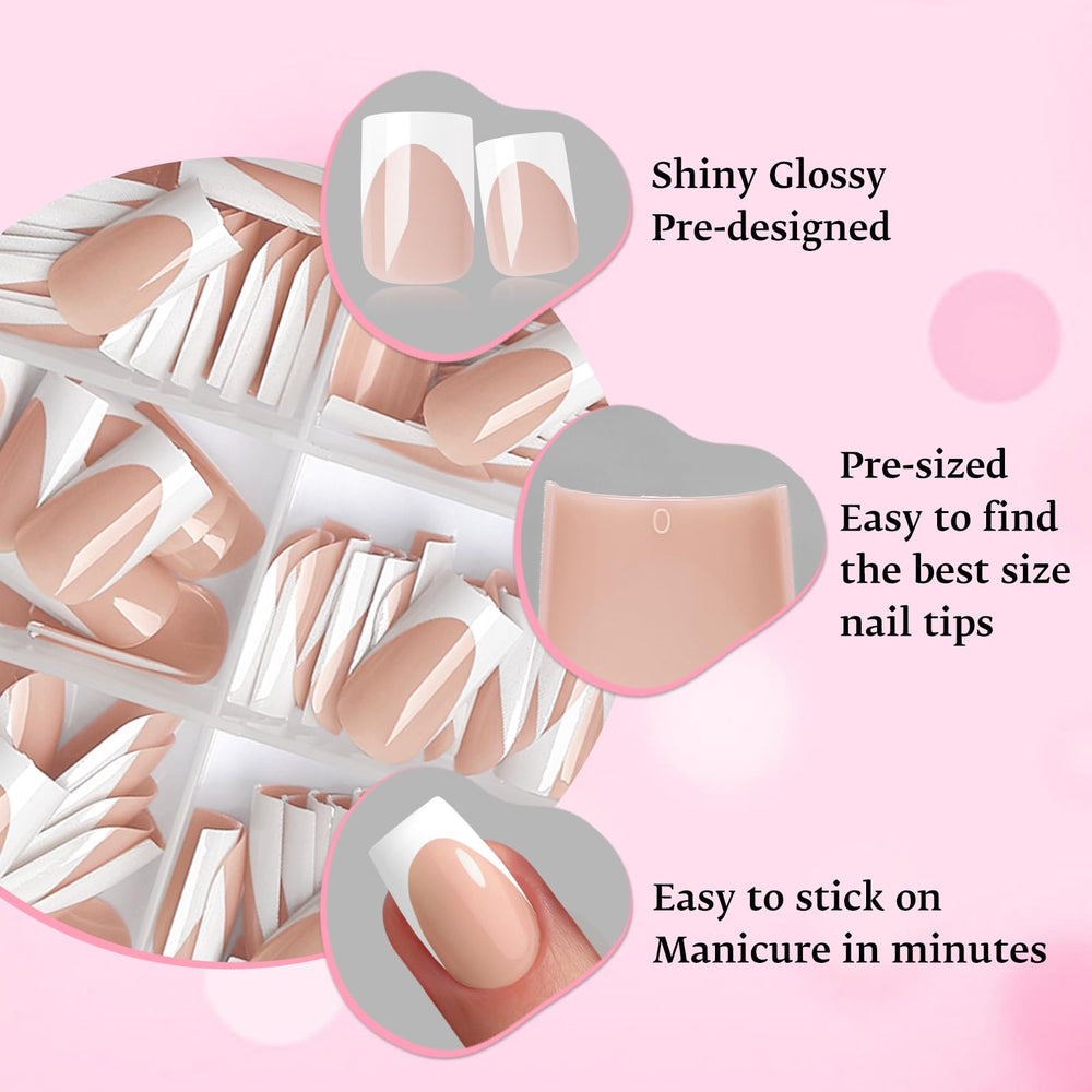 LoveOurHome French tip nails remove easily, helping protect natural nails.