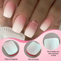 LoveOurHome glue-on short square nails with tabs, damage-free manicure