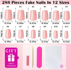 LoveOurHome nude coffin press-on nails tabs – organized set for mess-free application.