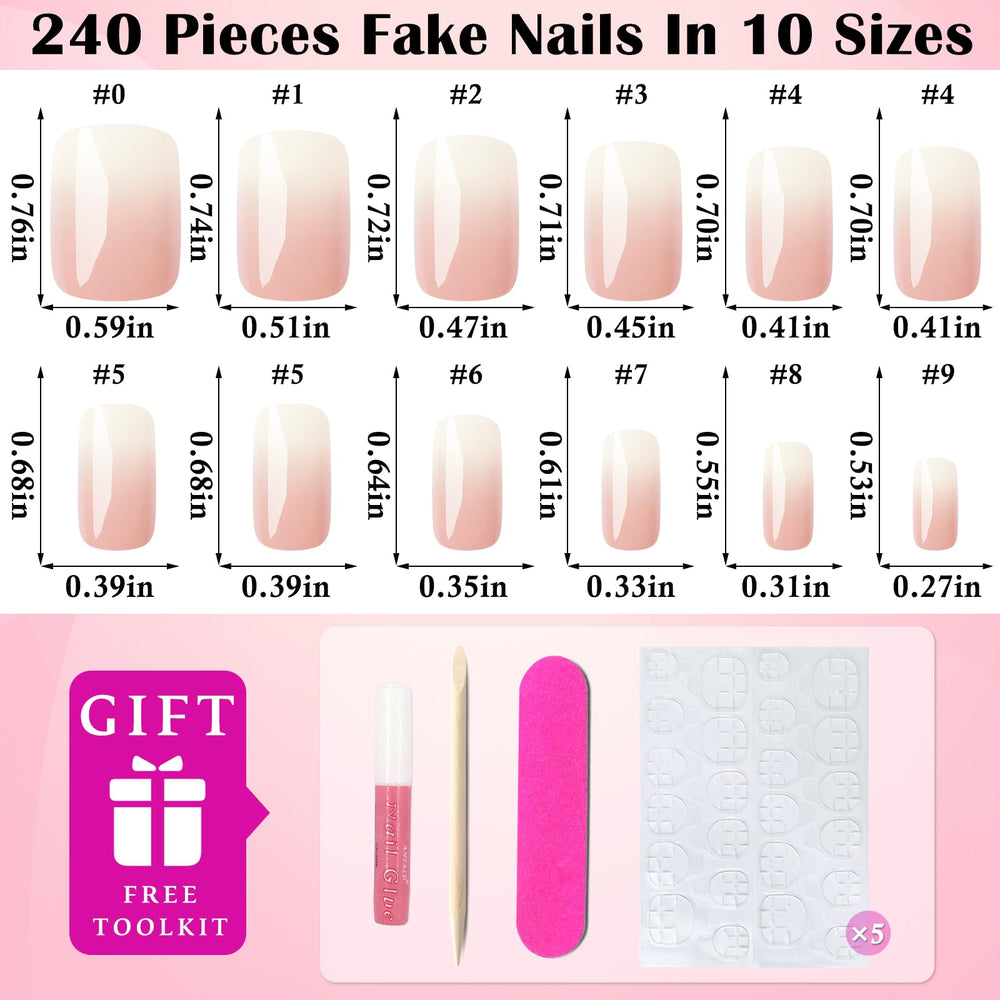LoveOurHome pink-to-white ombre nails in glossy finish for everyday style