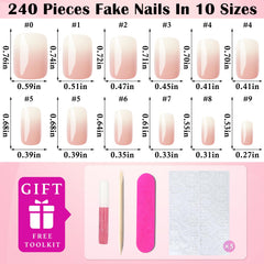 LoveOurHome pink-to-white ombre nails in glossy finish for everyday style