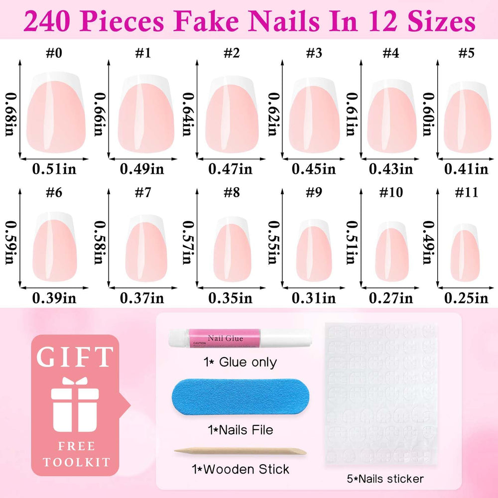 LoveOurHome nude base nails with white tips offer secure, long-lasting wear.