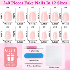 LoveOurHome nude base nails with white tips offer secure, long-lasting wear.