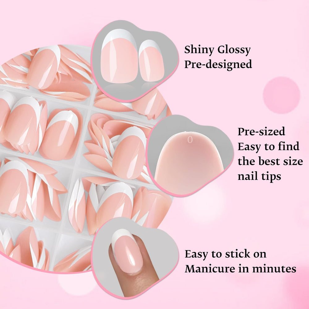 LoveOurHome reusable nude French tip nails for long-lasting wear