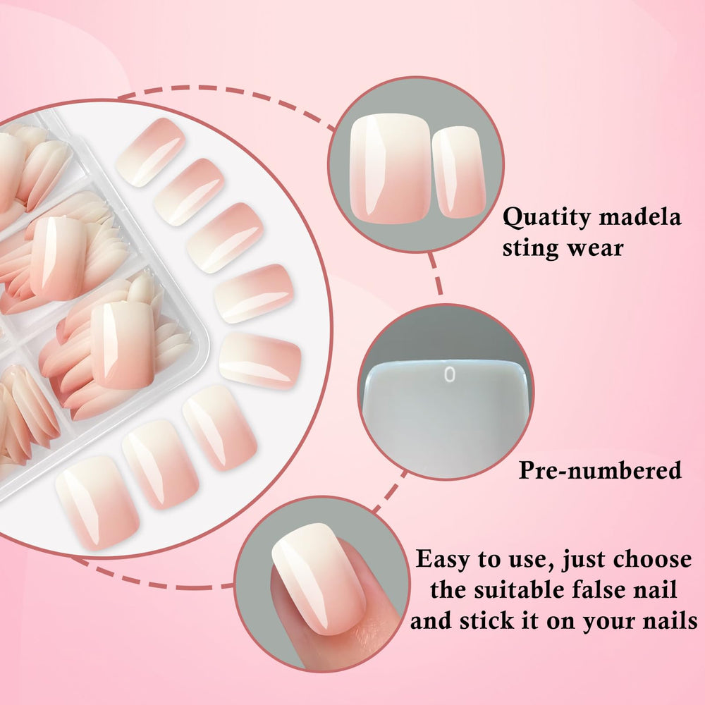LoveOurHome short square press-on nails, quick application for busy mornings