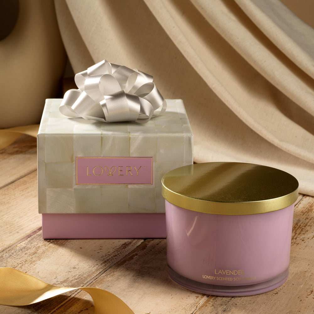 LOVERY gold lid and candle care highlight premium, easy extinguishing features