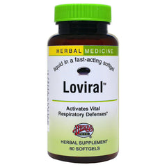 Loviral bottle and label highlighting lung health support