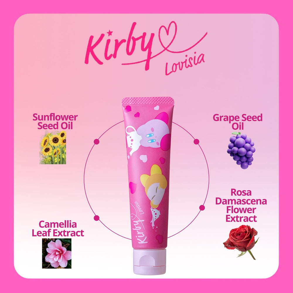 Texture close-up of Lovisia Kirby hand cream showing non-sticky finish