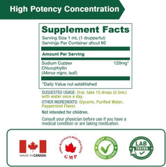 Chlorophyll Drops bottle with mint flavor label