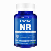 Lovita Liposomal NR bottle label showing 1000 mg NR with Quercetin and Trans-Resveratrol