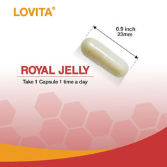 Pack of 3 Lovita Royal Jelly bottles containing 60 capsules total