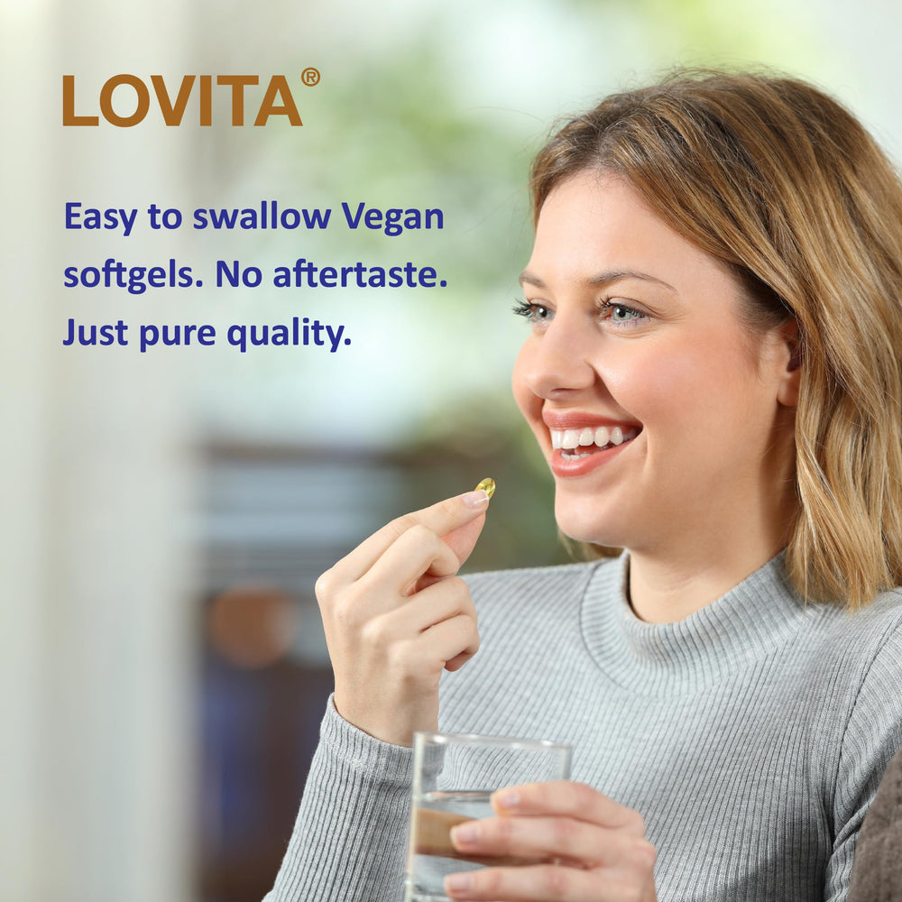Ingredients highlighting vegan, non-GMO, gluten-free formulation
