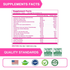 Nutrition facts panel of Lovita Vitamin B Complex