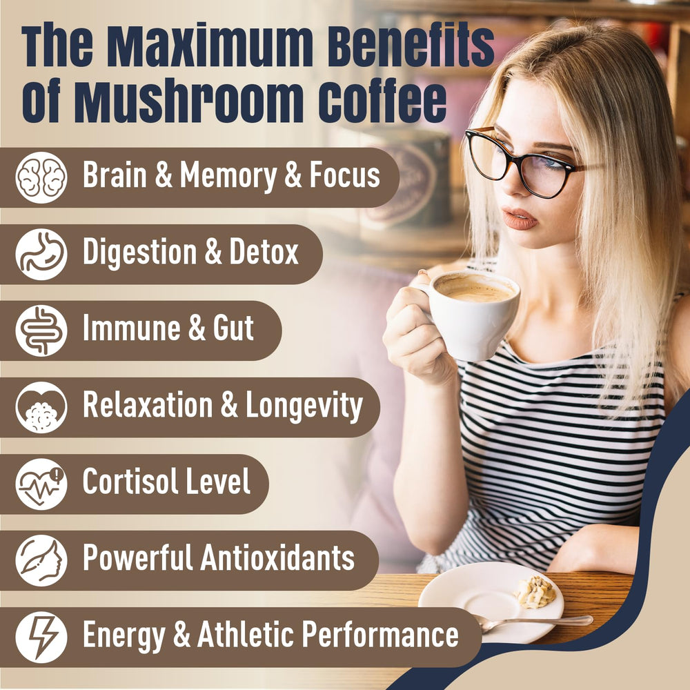 Low caffeine and sugar-free mushroom coffee product image